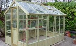 Timber Greenhouse, hand crafted in England. Manufactured, using only selected timber. This Distinctive, Residential Green House, offers a degree of elegance, strength, safety and is aesthetically pleasing in any landscape. The English Greenhouse design is
