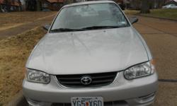 2001 toyota corolla ce, silver exterior, beige inside, 92xxxml, clean inside and out, automatic transmission,AC cold, AM/FM radio, good tires, CDcassette, non smoker, no trades. Call three 1 four 33two six 1 seven 2.