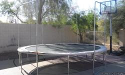 14 foot trampoline.
Netting is included but not pictured.&nbsp; Both the netting and the trampoline base are basically new, less than 1 year old.&nbsp; The netting has not been used since purchase.
$100 Firm, cash only.&nbsp; You must be willing to pick