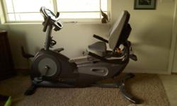 Spirit xt285 treadmill - 20 inch belt, jack for your music, fans, quick set to 10 speet and 10 elevation or speed regulator on handles - HR monitor on handles - wheels for easy moving - bed lifts and locks for easy cleaning -&nbsp; 500.00
Cybex Recumbant