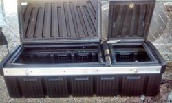 62" L Black Poly truck toolbox, in bed mount dual top openings, in great condition must sell.