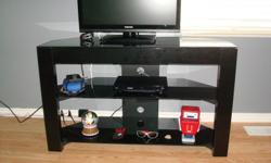 Glass TV Stand 3 shelves (black glass) 5 months old