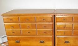 TWO DRESSER DRAWS.5 DRAWS IN EACH PEICE. WALNUT FINISH .EXCELLENT CONDITION.