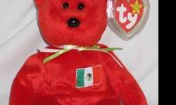 Osito the Mexican Bear
Ty Beanie Baby
Retired
From my personal collection in a non-smoking home.
Great condition with hang tag and plastic heart-shaped protector.
If you are interested and not in the immediate area, this adorable Ty Beanie Baby can be
