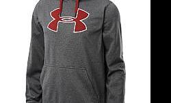 The UNDER ARMOURÂ® men's Big Logo fleece hoody is as comfy as a basic cotton sweatshirt, but it's designed for performance. Its fleece is hard-faced to trap heat, while a moisture-management system transports sweat away, keeping you dry and comfortable.