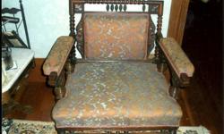 This is a one of a kind matching parlour set circa late 1880s. Front legs have brass claws. All wood is in excellent condition. Upholstery slightly worn. Comfortable to sit upon. We are non smokers.