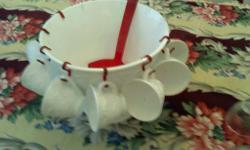 vintage indiana milk glass punch bowl with 11 cups obo