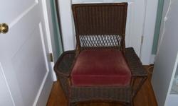 VINTAGE WICKER ROCKER FOR SALE IT WAS MADE BY VAN SCIVER CO. IN VERY GOOD CONDITION COMES WITH CUSHION ALSO HAS A STORAGE IN ONE OF THE ARMS GOOD FOR SEWING SUPPLIES , , TV CONTROLER , MAGAZINES ETC. ROCKER MUST BE PICKUP WILL NOT DELIVER OR MEET ANYONE.