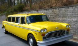 1976 Checker Aerobus Limousine Checker Aerobuses are extremely rare.
Only 77 were made in 1976-77. They were used mainly as hotel and airport taxis.
This "Wacky Taxi" is a show-stopping machine that gets quite a bit of attention wherever it goes.
Join the