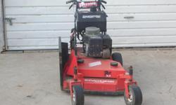 31' Walk behind lawn mower, 12hr motor, 5 speed new clutch, 6 yrs old, runs great, bag mounts on side, This lawn mower cost me 2,500 new, will let go for asking price or best offer. You will not be dissatisfied, If
any questions please give me a call
