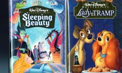 5 VHS Walt Disney movies: Lady & the Tramp, Sleeping Beauty, Pocahontas 2, Little Mermaid, & Hercules.
3 other VHS movies: Rebecca of the Sunnybrook Farm (Shirley Temple), Thomas and the Magic Railroad (live & and animation), and Lord of the Rings