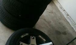 Four Mamba mag wheels and three tires mounted.&nbsp; One tire needs replacement. Tire and wheel size is 255-55-18. The set has been used and selling as is.