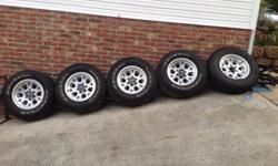 Complete set of 5 wheels and tires from a 93 honda passport /also fits Isuzu rodeo spare tire rack included. 400.00 OBO