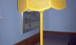 Classic style wicker table lamp ? 34? high painted yellow. Ideal for enclosed porch or Florida room. . Call Tom Taylor at 516 848 5179 or email me at Tom@mag4lists.com.