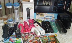 WII SYSTEM WITH 4 CONTROLLERS AND TWO WITH RUMBLE PACKS 4 GAMES PLUS THE TWO THAT COMES WITH THE SYSTEM WII SPORT AND WII RESORT . DONKEY KONG NEW THE NEW MARIO AND MUCH MORE [ CASH ONLY ] contact me at jannie43@aol.com 1 YEAR OLD