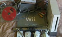 System includes: Wii consule, system, base and stand.
2 Wii remotes with base charger
2 Nunchuks
Sensor
All cords
Please call: --
&nbsp;