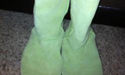 Pink roper boots women's size 8 $60
Green emu boots (similar to uggs) women's size 7 $40