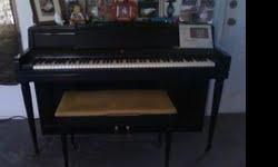Ebony black in very good condition. Was bought for our daughter to practice her piano lessons on, she has married and we do not have use for it now.