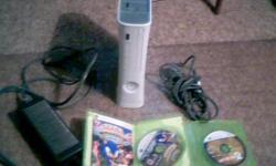 i have a xbox 360 console and 2 games for sale. this comes with all cords. NO CONTROLLER. it's not banned or modded. the 2 games are:
Left For Dead 2, and sonic tennis
cash only, offers accepted, pickup only. all sales final
perfect working condition