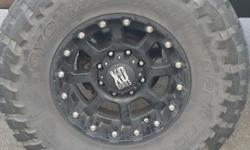 Bought 4 months ago. I paid 1200.00 18 inch rims with 37 inch toyo tires. Price im asking is for rims only. 8 lug. I have them on my ford F-250 superduty. Front rims have centers cut out for 4x4 hubs.