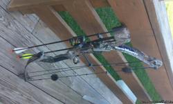 Jennings Youth hunting bow Draw length-25",Draw weight-40lbs,3-pinsight w/peep and 2 carbon arrows