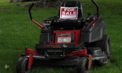 I have a zero-turn 50 inch Troy Built mower for sale. It has a 25HP Kohler engine with 272 working
hours used on it. It has and extra front tire and extra blades included.