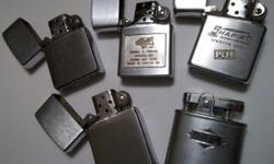 Selling as a lot only. All in very good to -excellent condition. BUY NOW OR MAKE AN OFFER!!!
Zippo - Plain body, 3 dots to left & right of name Zippo on the bottom. Made in USA
Zippo - Plain body, A to the left & XIII to right of Zippo name on the bottom.