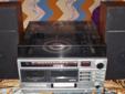 Vintage JCPenney Stereo,Radio-8Trk-Cassette-Record Player,Spkrs (w/ Free 8 Track Tapes)